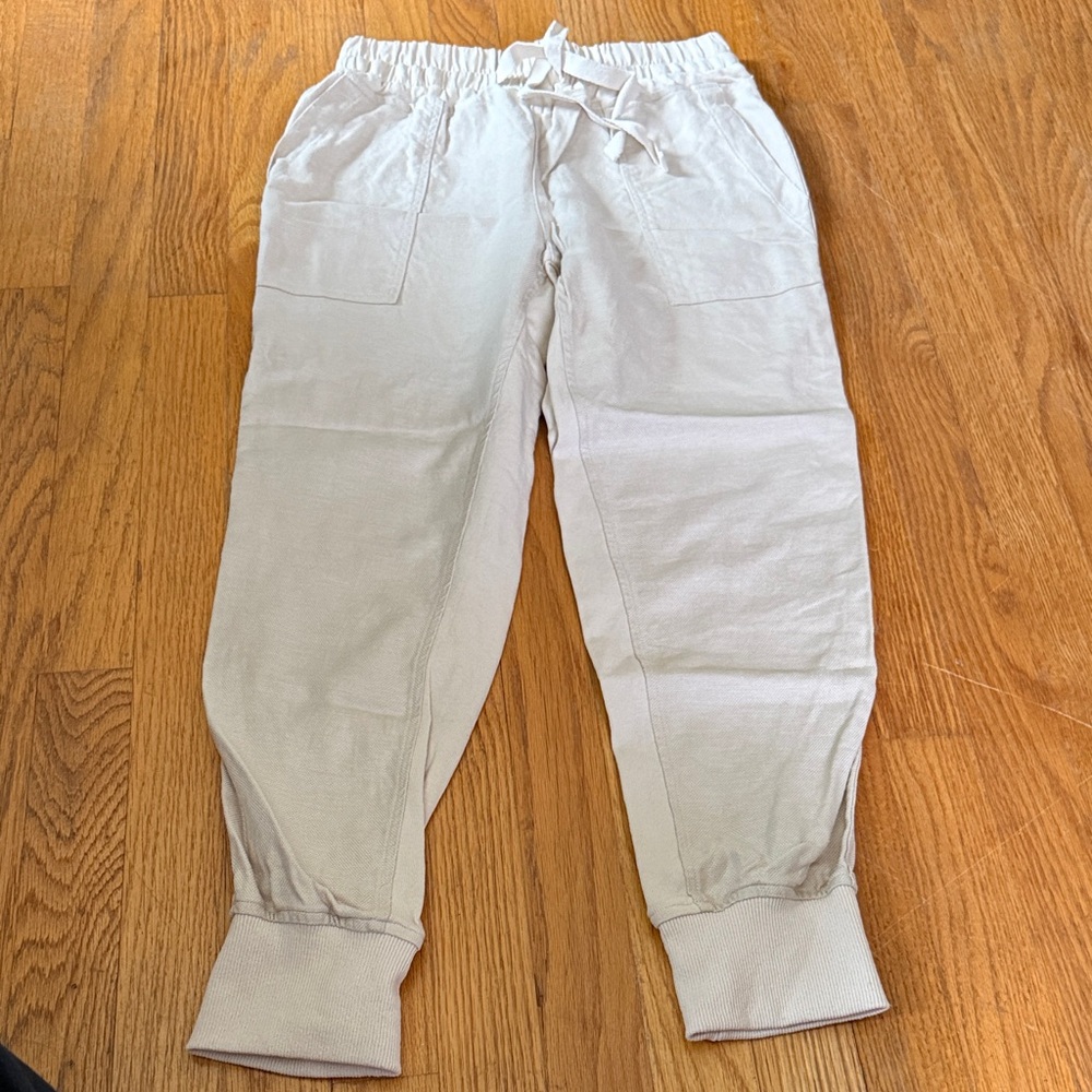 Linen Cream Jogger Pants